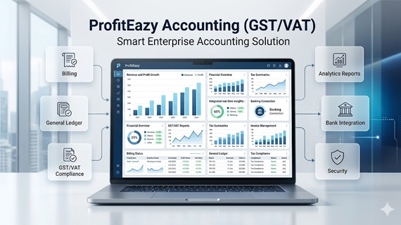 ProfitEazy Accounting software home dashboard screen