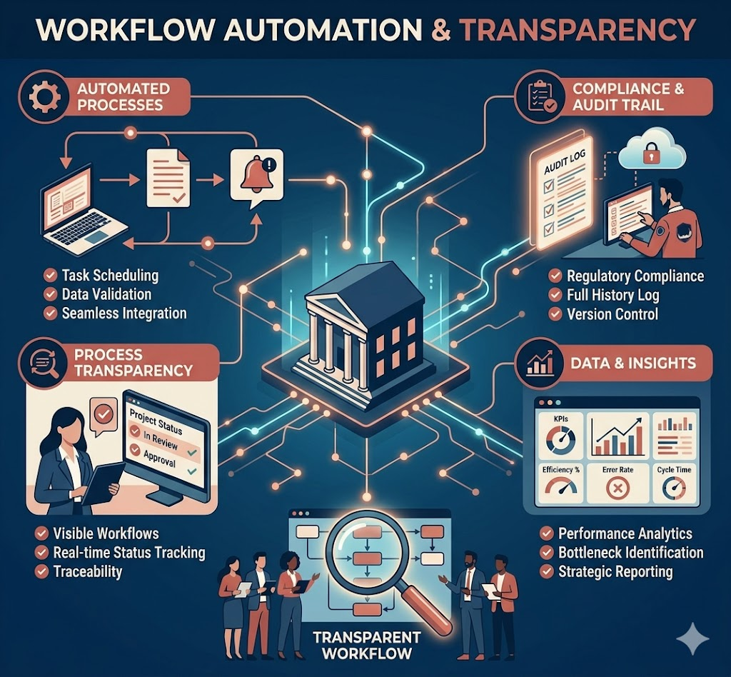 Public records database and workflow transparency