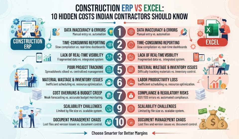 Construction ERP vs Excel: 10 Hidden Costs Indian Contractors Should Know