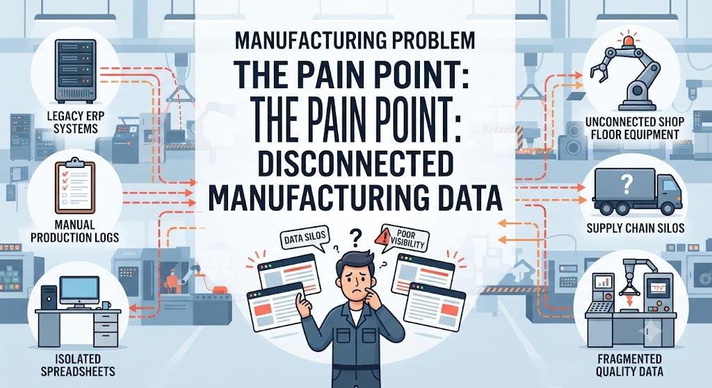Manufacturing Problem The pain point: disconnected manufacturing data