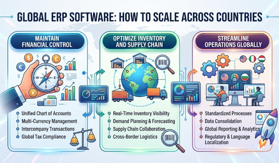 Global ERP Software: How to Scale Across Countries Without Losing Control of Finance, Inventory and Operations Global ERP Software: How to Scale Across Countries Without Losing Control of Finance, Inventory and Operations